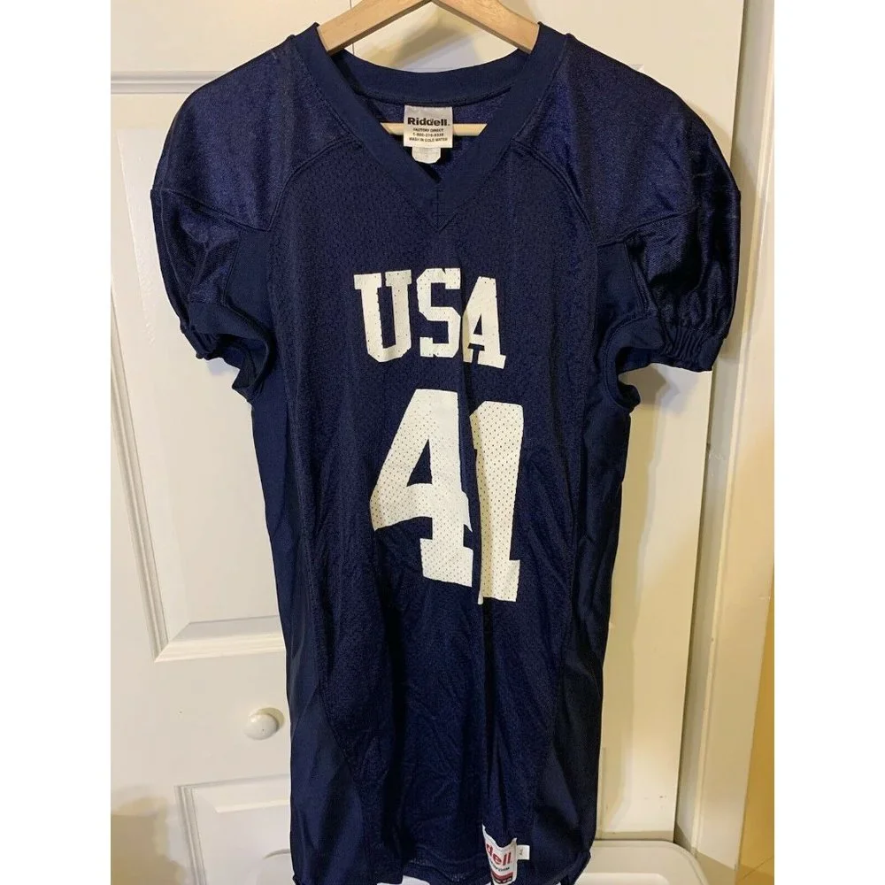 Riddell USA 41 Football Practice Jersey Men's Size‎ L Blue White team USA
